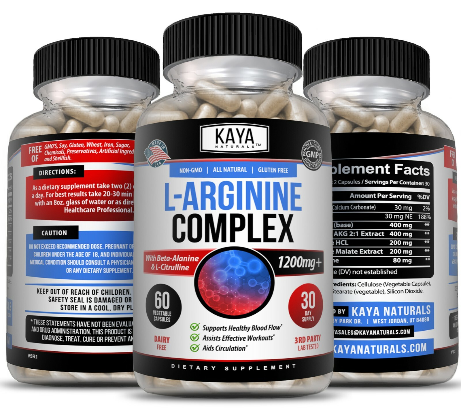 3x L-Arginine 60ct, NO3, Nitric Oxide, Testosterone Booster, Libido, ED Support