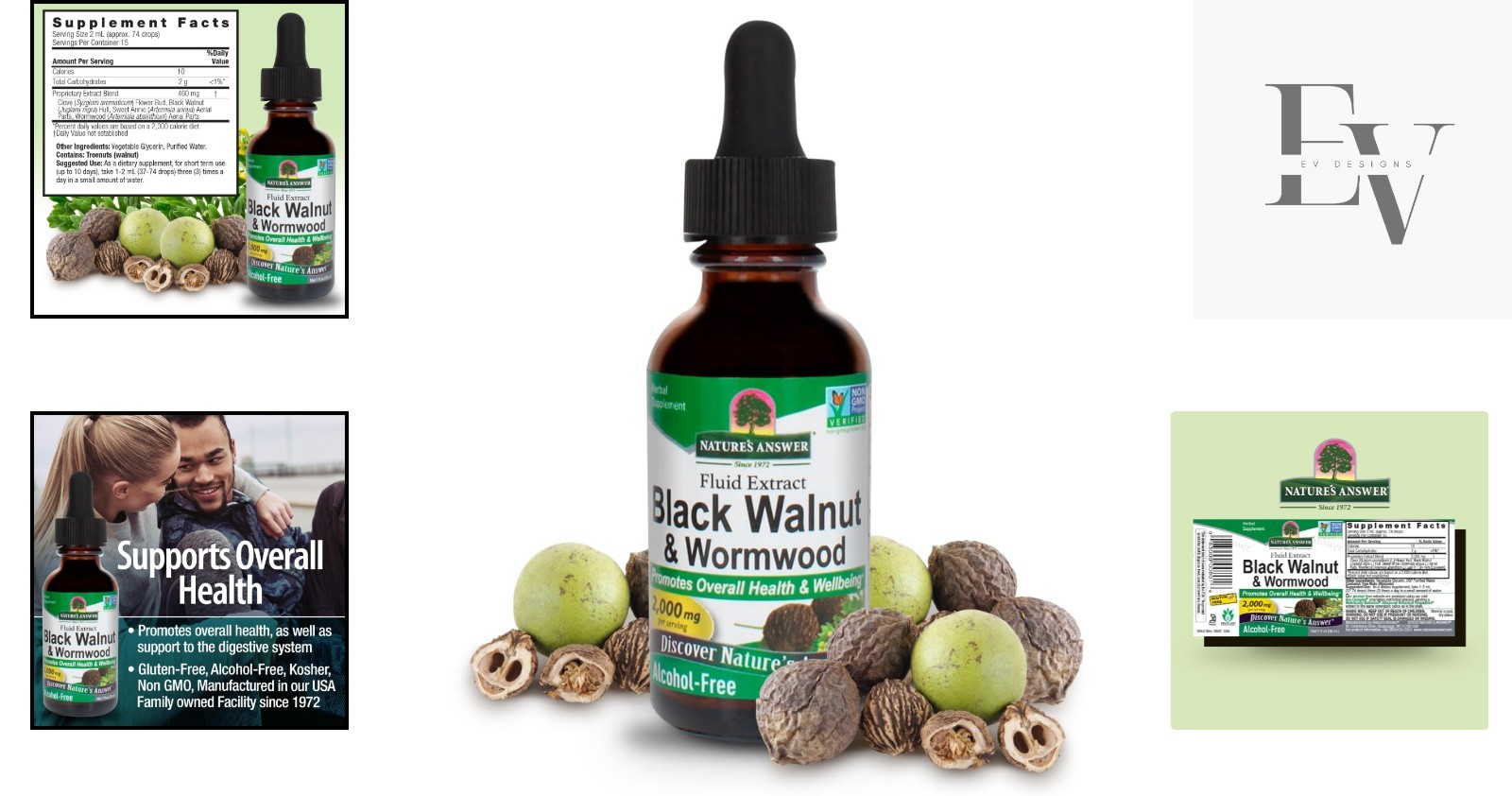 Nature’s Answer 2000mg Black Walnut & Wormwood for Gut Health & Vitality