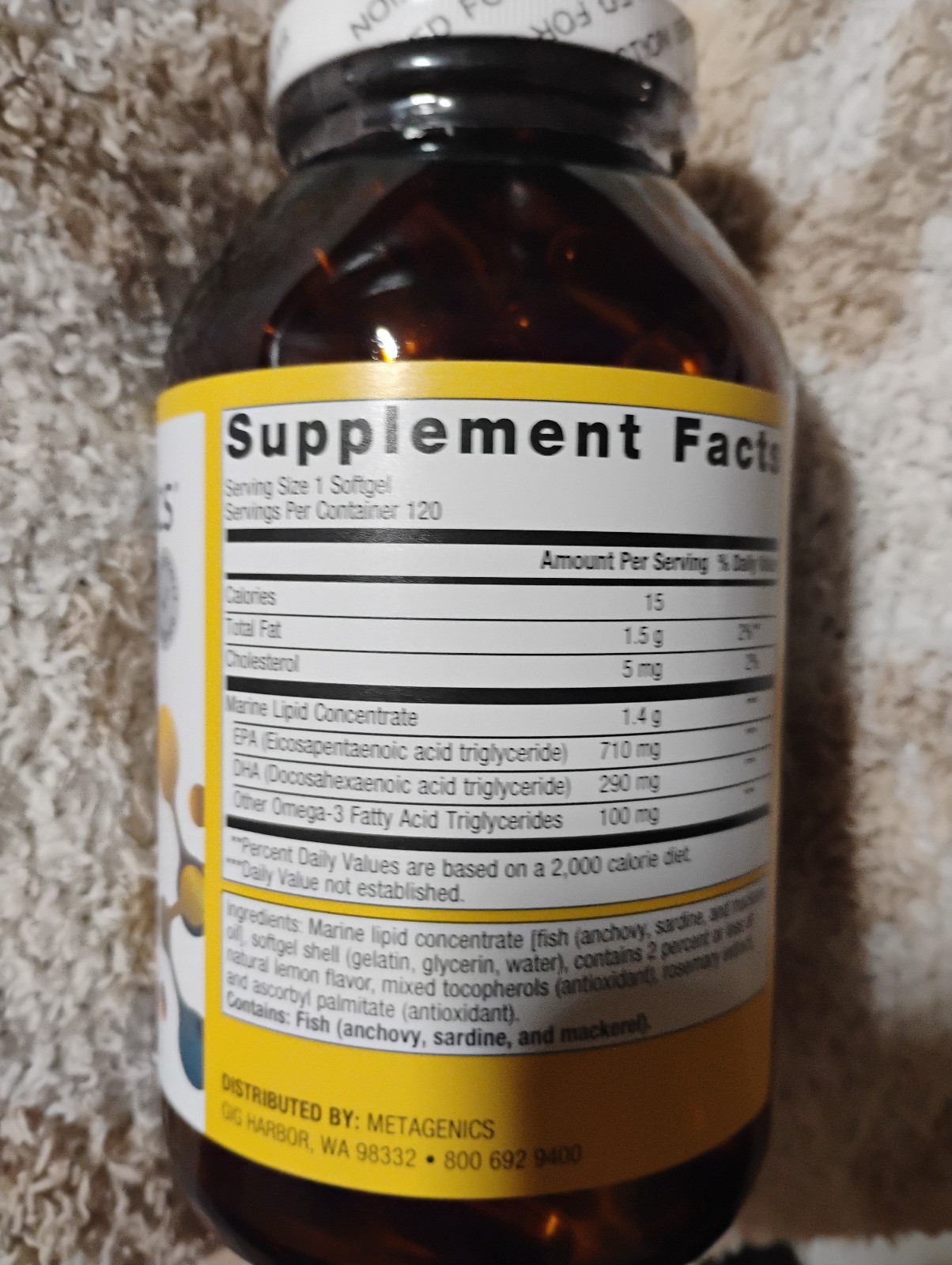 metagenics Sealed OmegaGenics 5-in-1 Fish Oil 1000Mg 120 Soft Gel Lemon Flavor