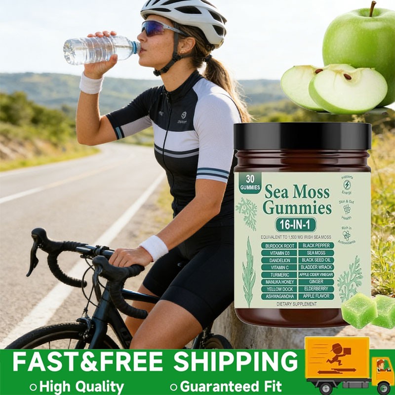 Enhanced 16 in 1 Organic Sea Moss Gummy | Irishmoss Extract 6000Mg | Green Apple