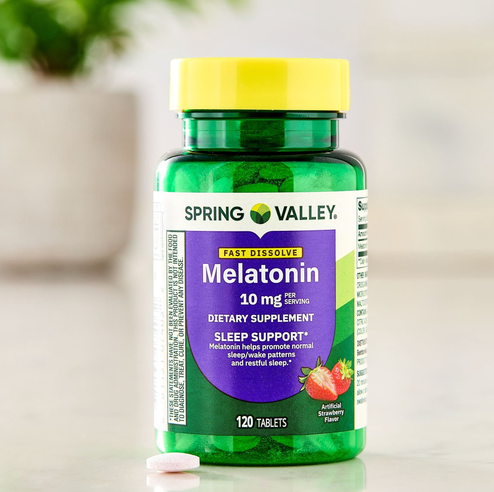 Spring Valley Fast Dissolve Melatonin 10mg Sleep Support Strawberry 120 Ct