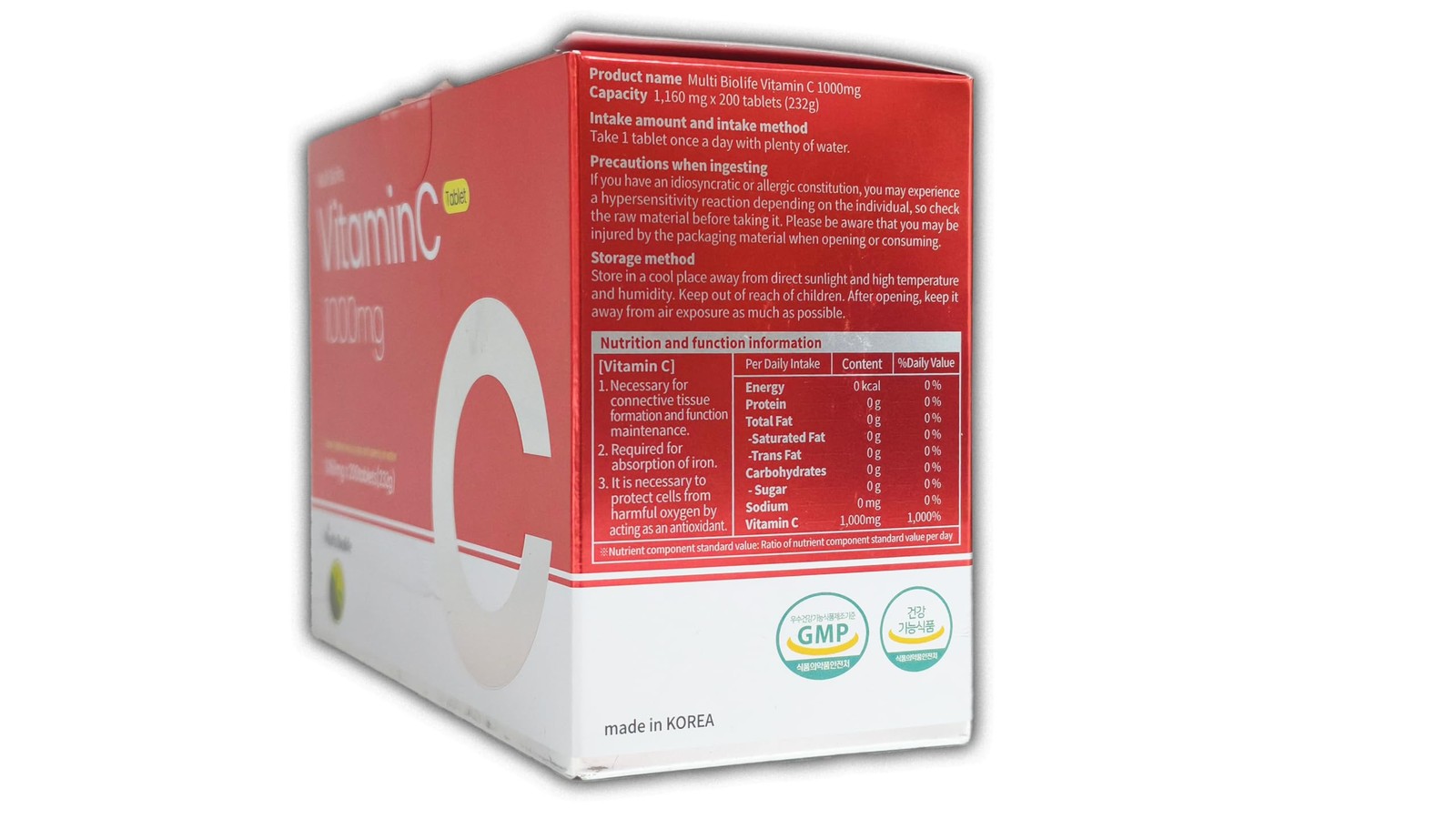 Multi Biolife Vitamin C 1000mg 200 Tablets Immune Support Antioxidant 1 Tablet