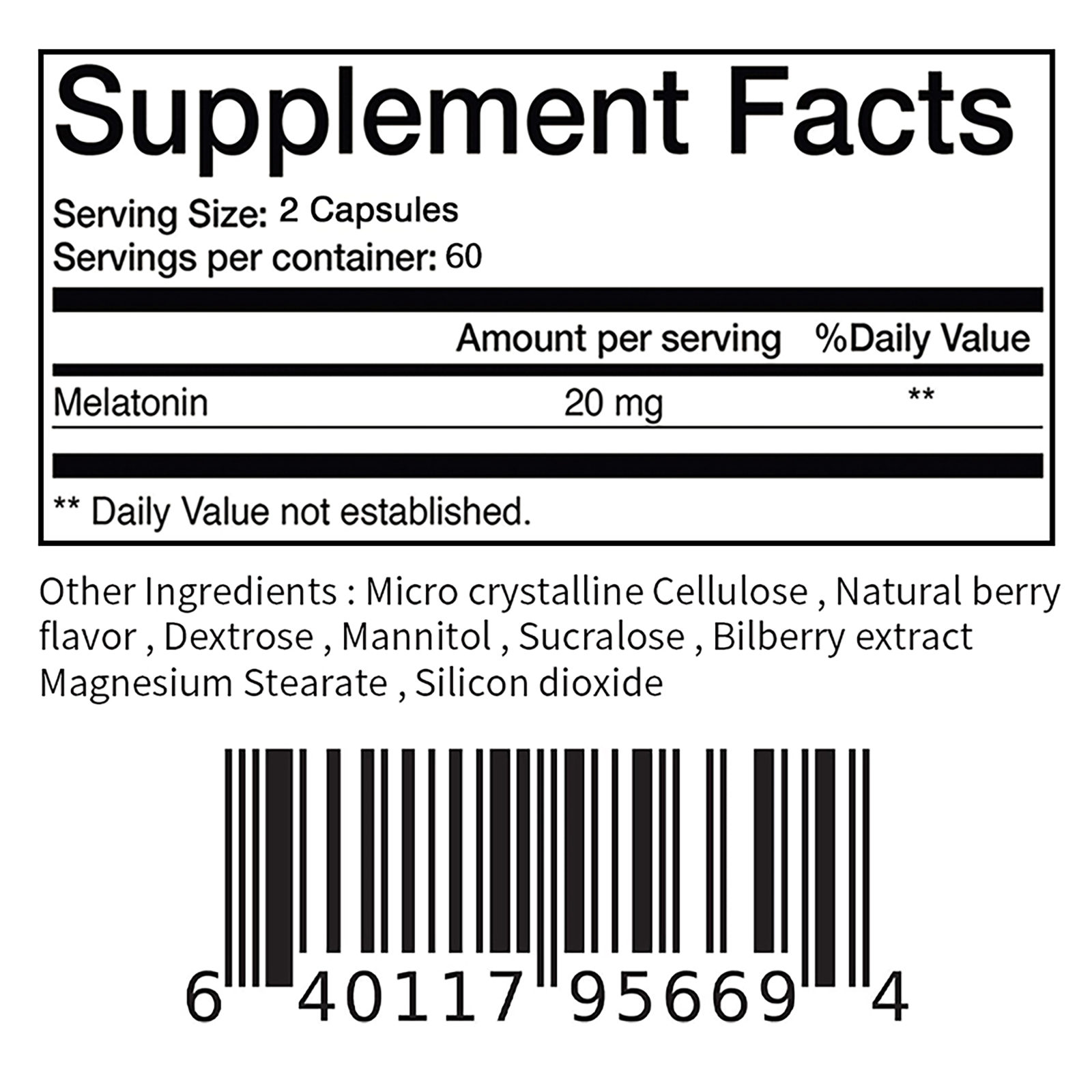 Melatonin 20mg – Improve Relax and Natural Sleep, Maintain Circadian Rhythms