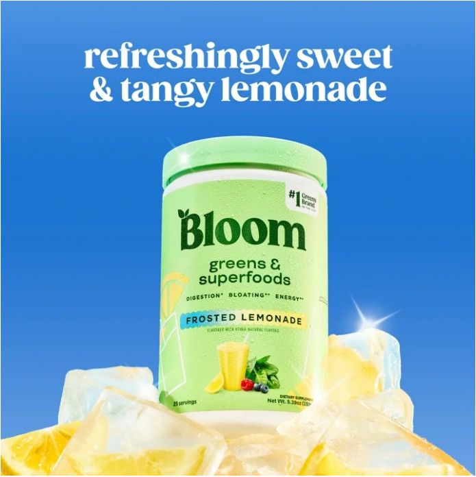 Bloom Nutrition Greens & Superfoods Powder, Frosted Lemonade, 25 Servings