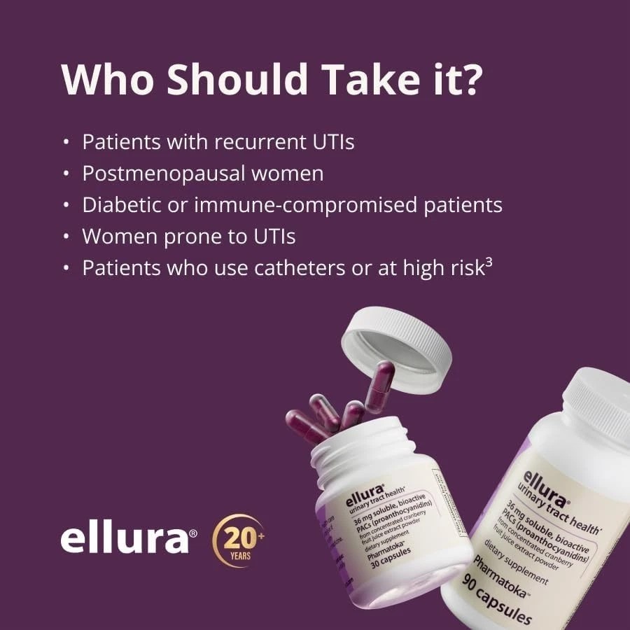 Ellura 36mg Cranberry Capsules 90ct – UTI Support Supplement – EXP – 22/01/2028