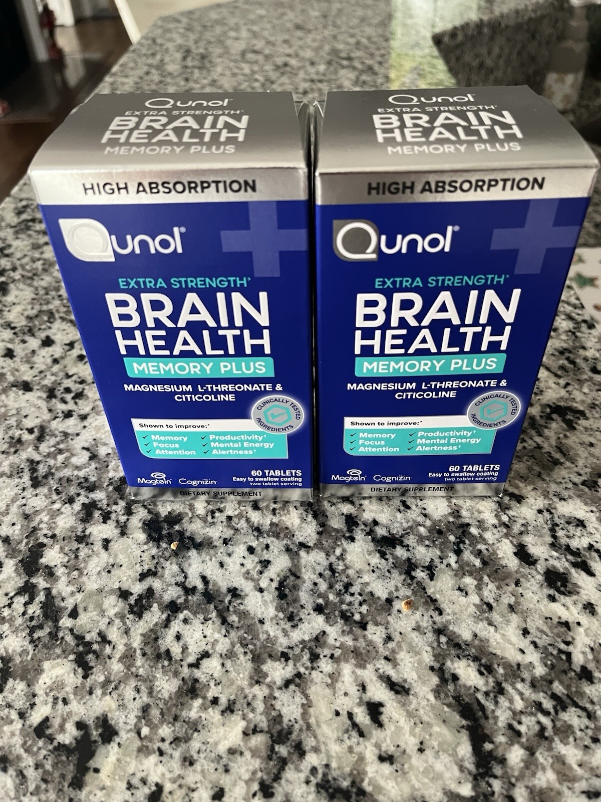 Qunol Brain Health Memory Plus Magnesium L-Threonate & Citicoline 60ct (2 Pack)