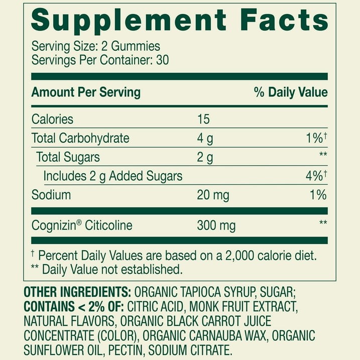 3 Pack Spring Valley Brain Health Gummies Cognizin Citicoline 300 mg 60 Count