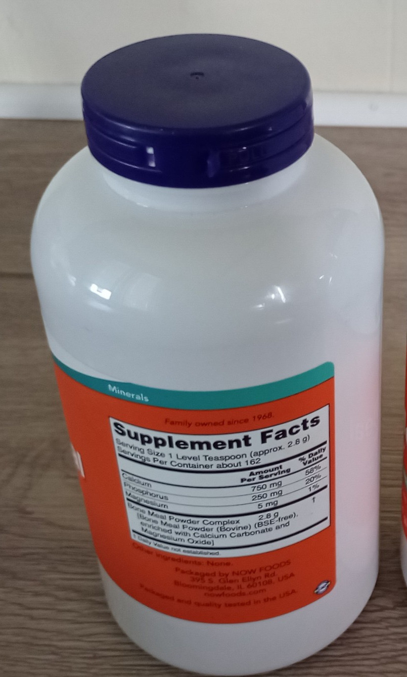 NOW Bone Meal Powder with Calcium Carbonate & Magnesium Oxide 1 Lb Exp. 07/2028