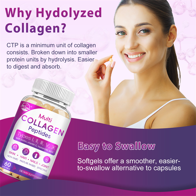 Collagen Peptides for Women&Men Type I,II,III,V,X Multi Collagen Pill Hydrolyzed