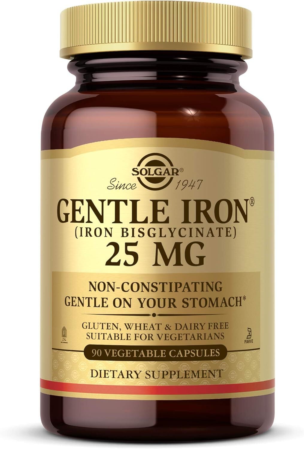 Solgar Gentle Iron 25mg, 90 Vegetable Capsules EXP 12/28