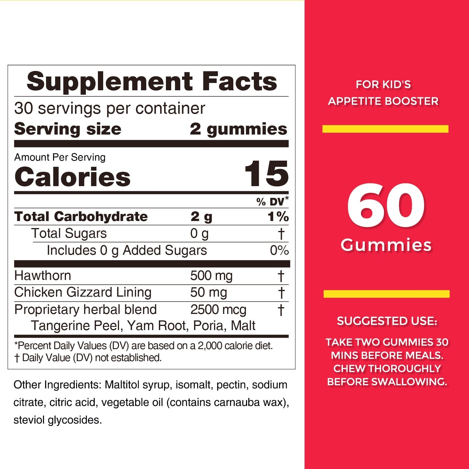 Appetite Booster Gummies Sugar Free 60 Count, Suitable for All Ages 60Ct
