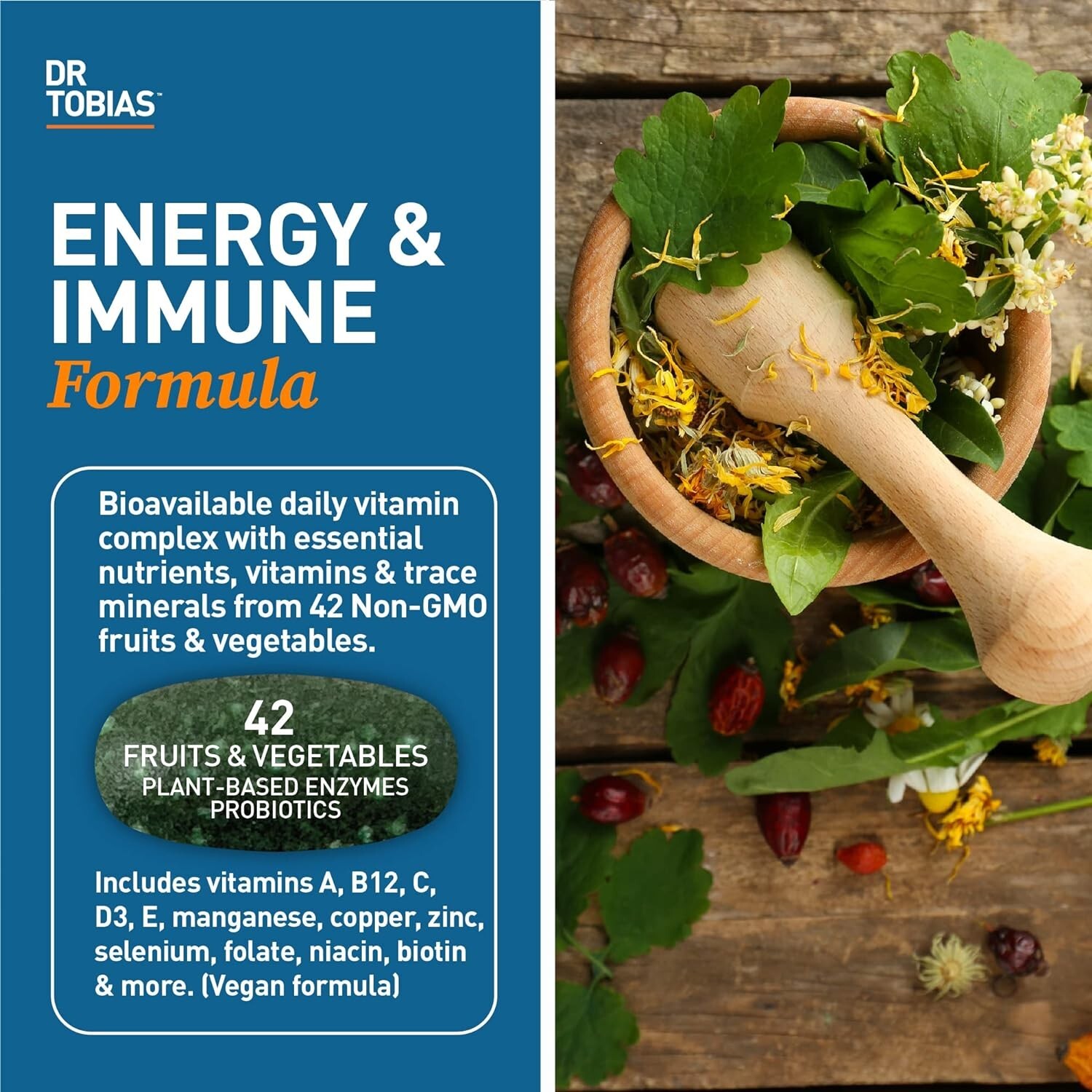 Dr. Tobias Adult Multivitamin for Women & Men, Energy & Immune Support, 90 CT