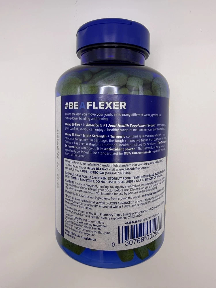 Osteo Bi-Flex Triple Strength Turmeric 220 ct Joint Supplement EXP04/2028 SEALED