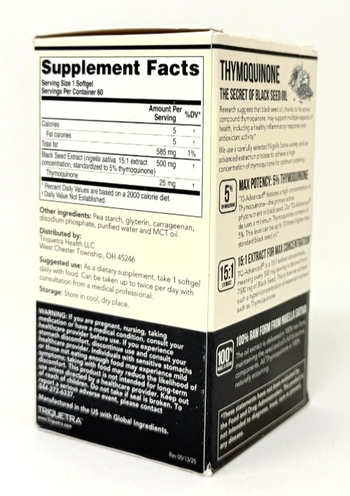 5% Thymoquinone Black Seed Oil 60 Softgels – TQ-Advanced from Nigella Sativa