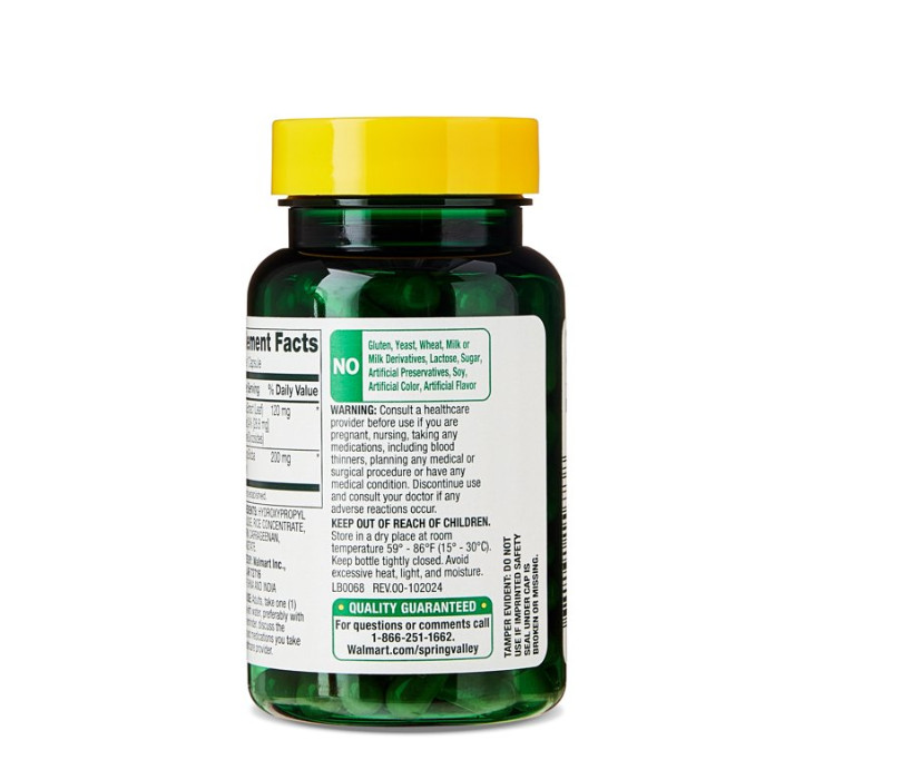 Spring Valley Ginkgo Biloba Extract Capsules (120 Mg), 90 Count, 3 PACK
