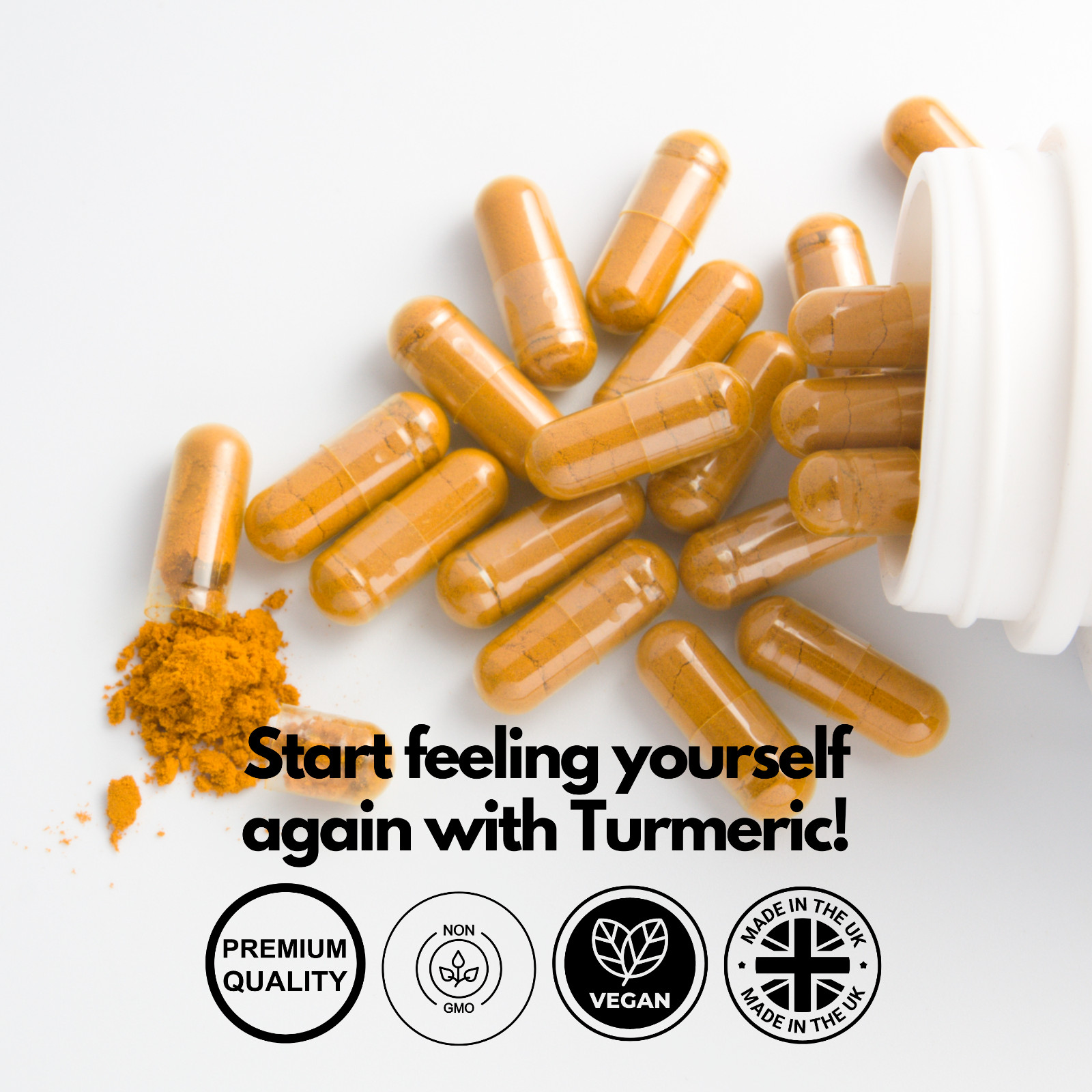 Turmeric Capsules 10,000mg Curcumin, Black Pepper & Ginger Complex Tumeric