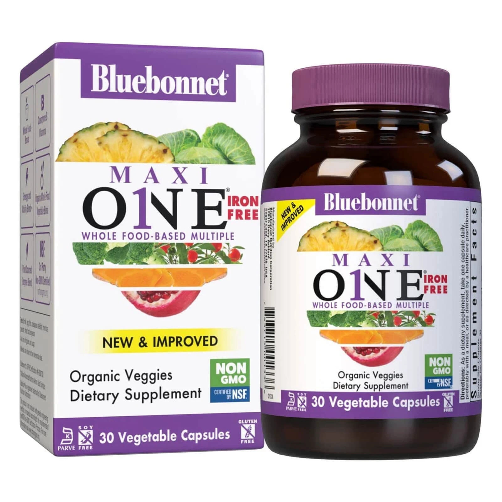 Maxi One (Iron-Free) 30 Vegetable Capsules, Daily Nutritional Support