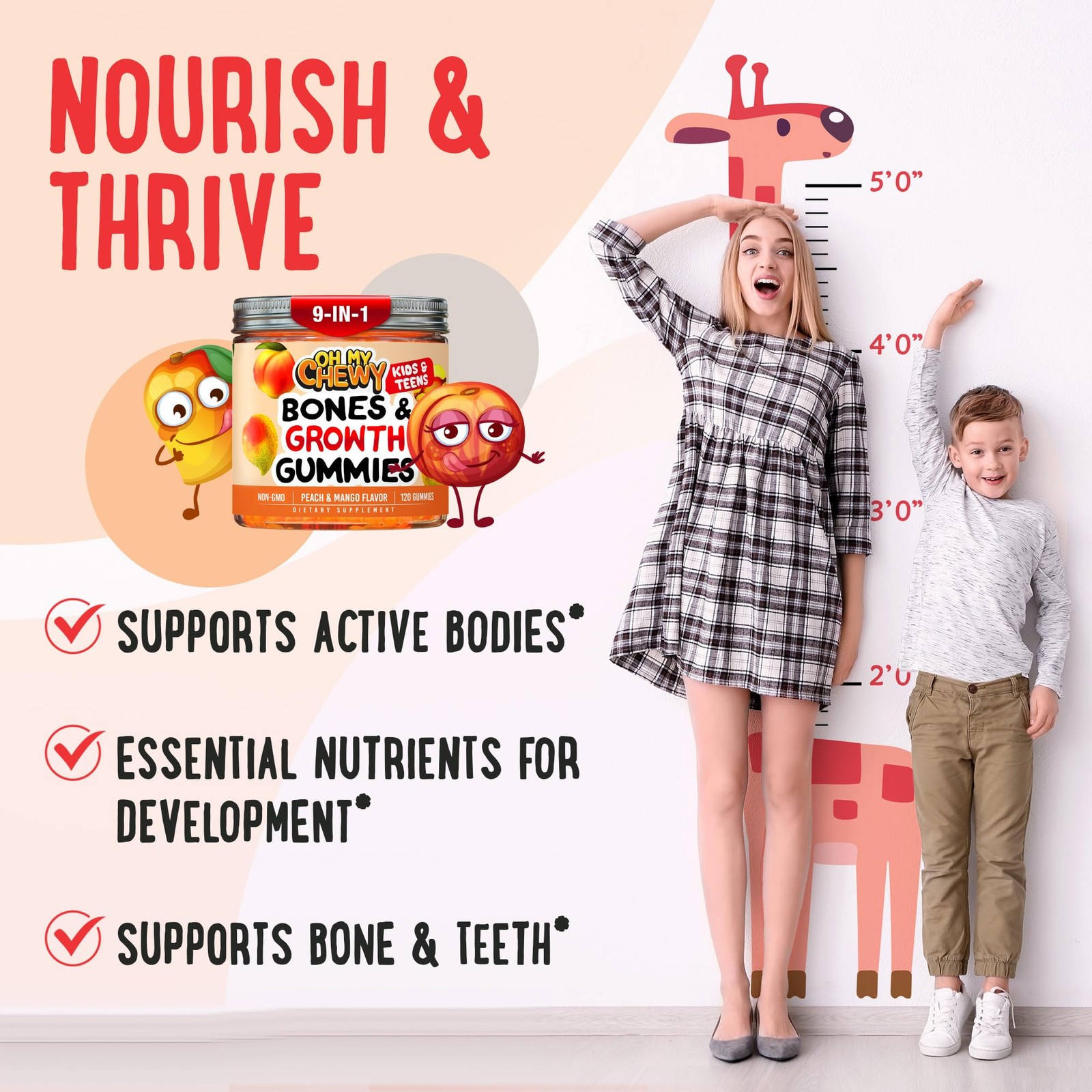 OH MY CHEWY Growth & Bones Fluffy Gummies – Growing Up Support for Kids & Tee…
