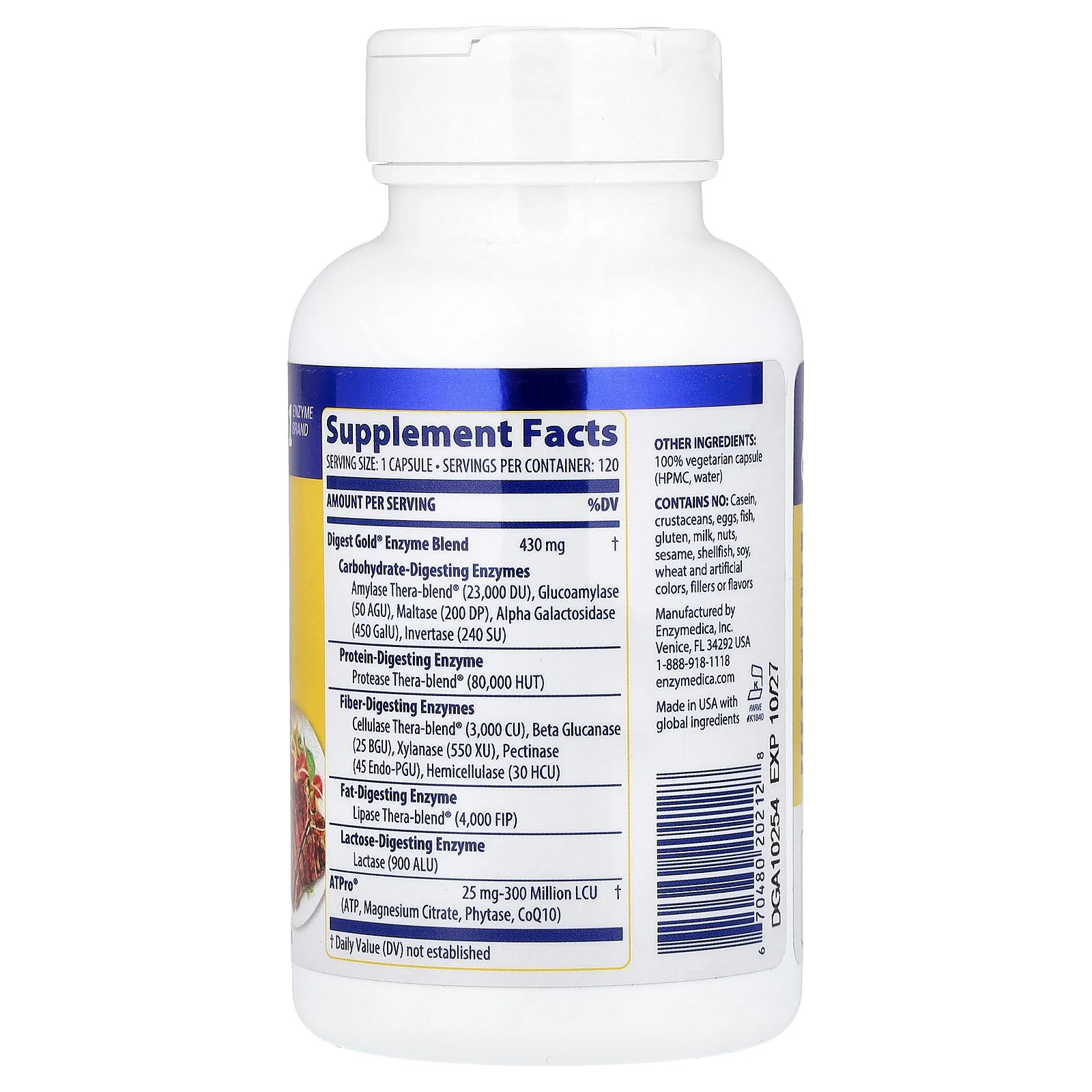 2 X Enzymedica, Digest Gold� with ATPro�, 120 Capsules