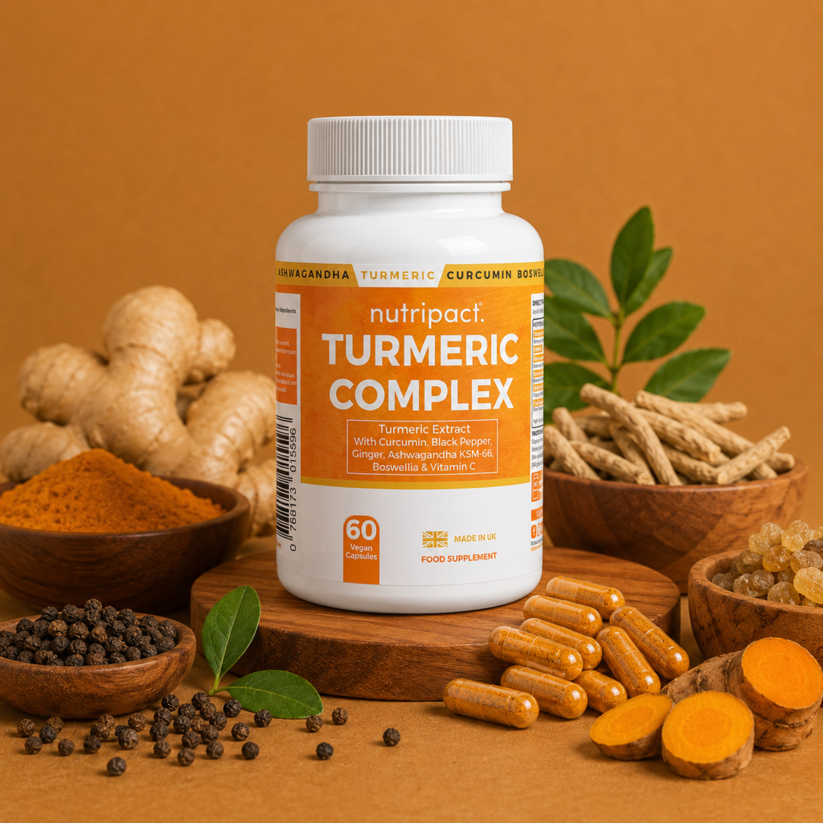 Turmeric Capsules 10,000mg Curcumin, Black Pepper & Ginger Complex Tumeric