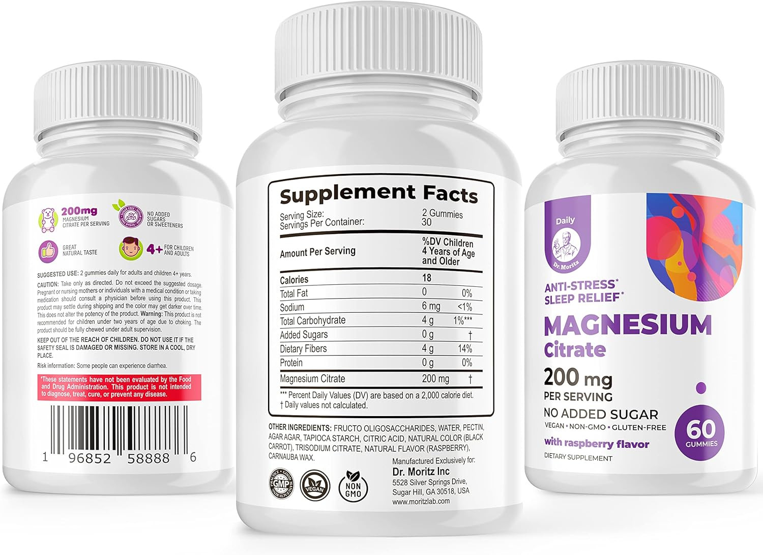 Sugar-Free Magnesium Gummies for Calmness – 60 Count for Kids & Adults