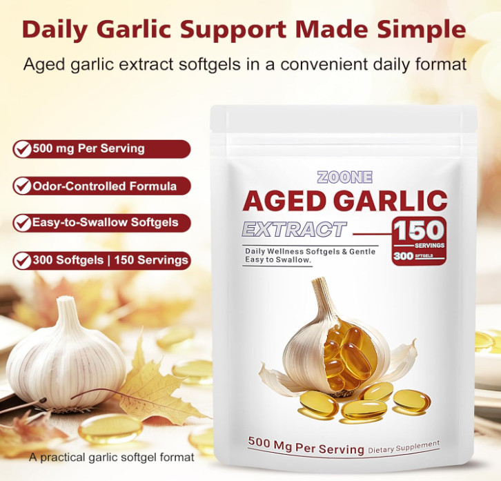 2 Years Aged Garlic Extract Odorless Organic 300 Softgels Heart Immune Support