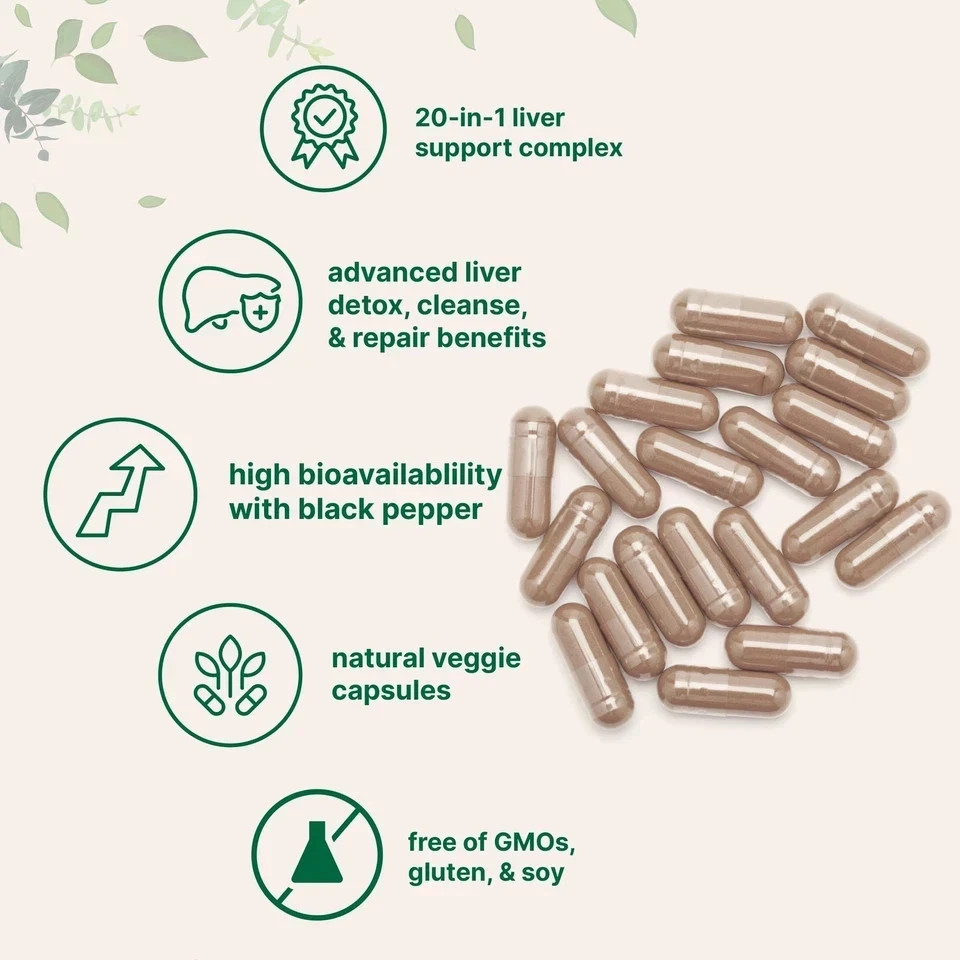 Liver Detox 20-in-1 w/ Milk Thistle NAC ALA, TUDCA for Cleanse & Repair 240 Caps