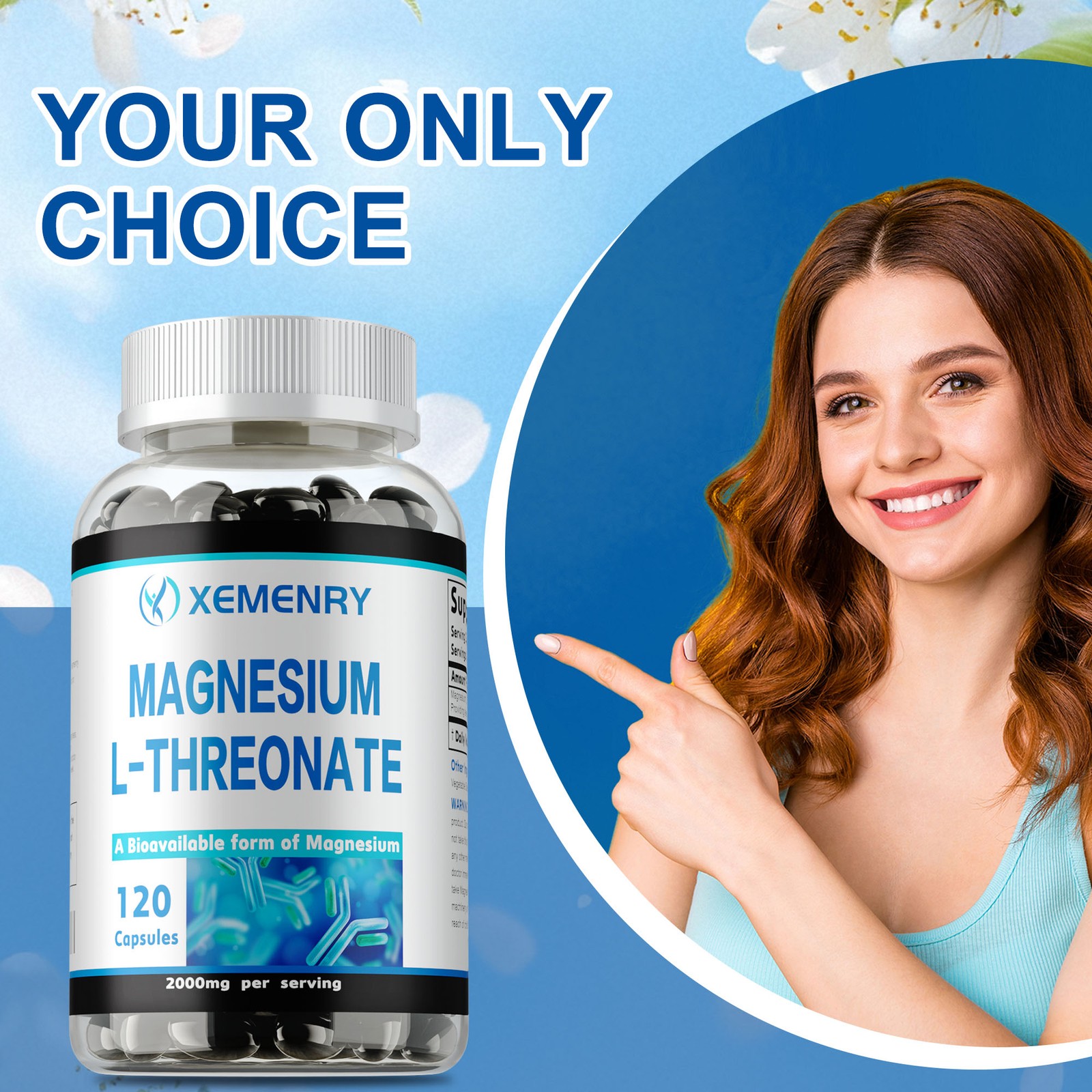 Magnesium L-Threonate 2000mg – Brain & Nervous System Health, Memory and Focus