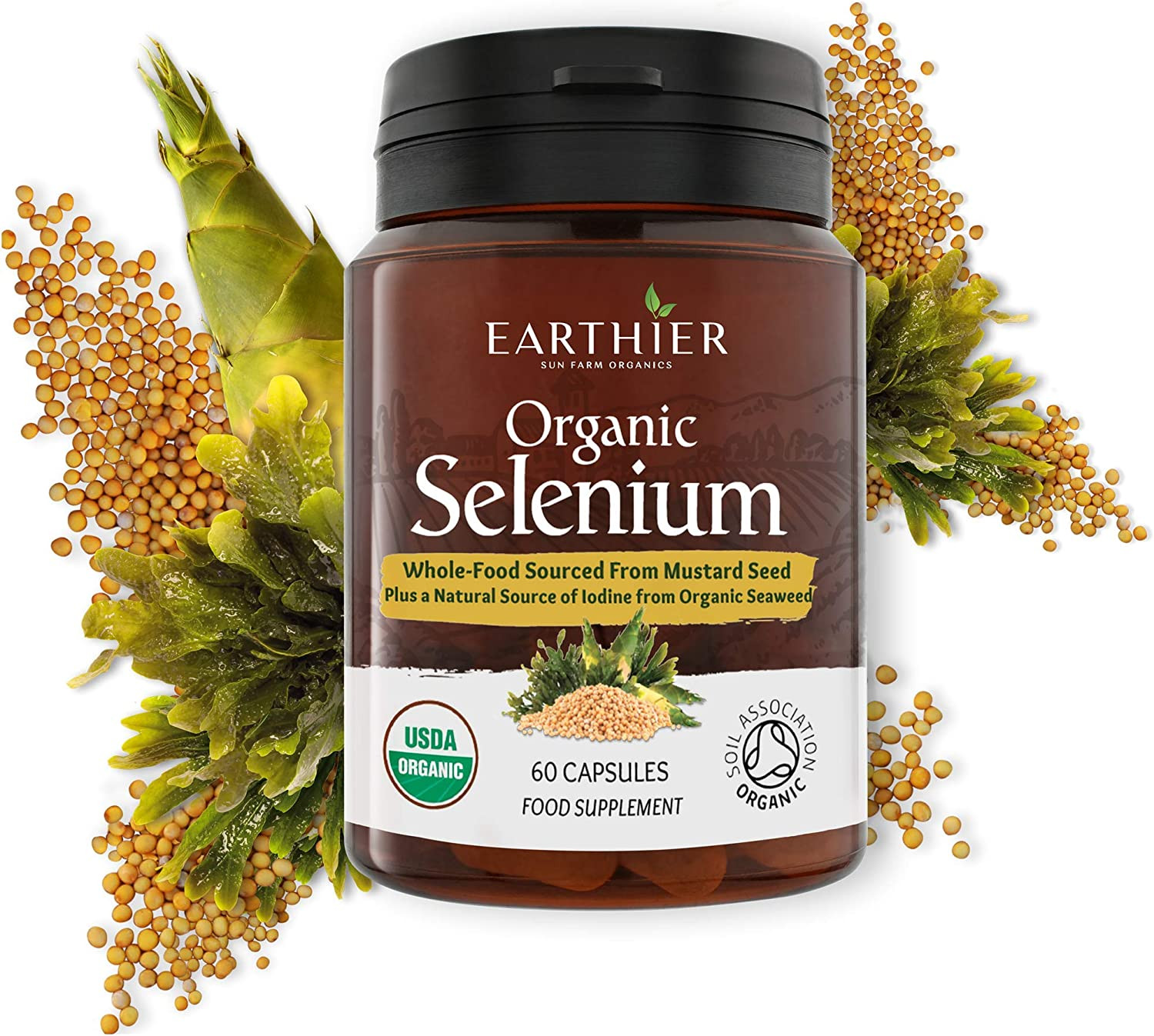 Organic Selenium 200 Mcg with Iodine and Silica All from Certified Organic Whole