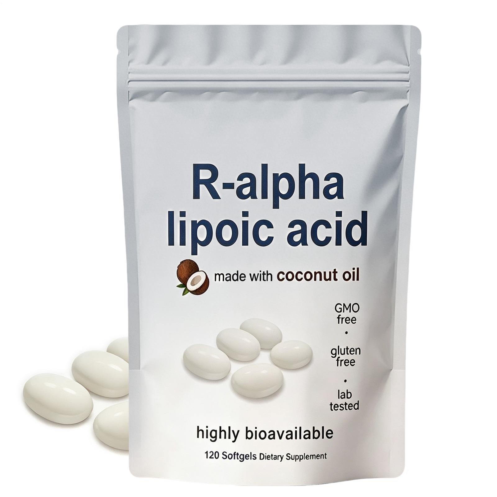 R-alpha Lipoic Acid 600mg , 120 Softgels, Antioxidant Support
