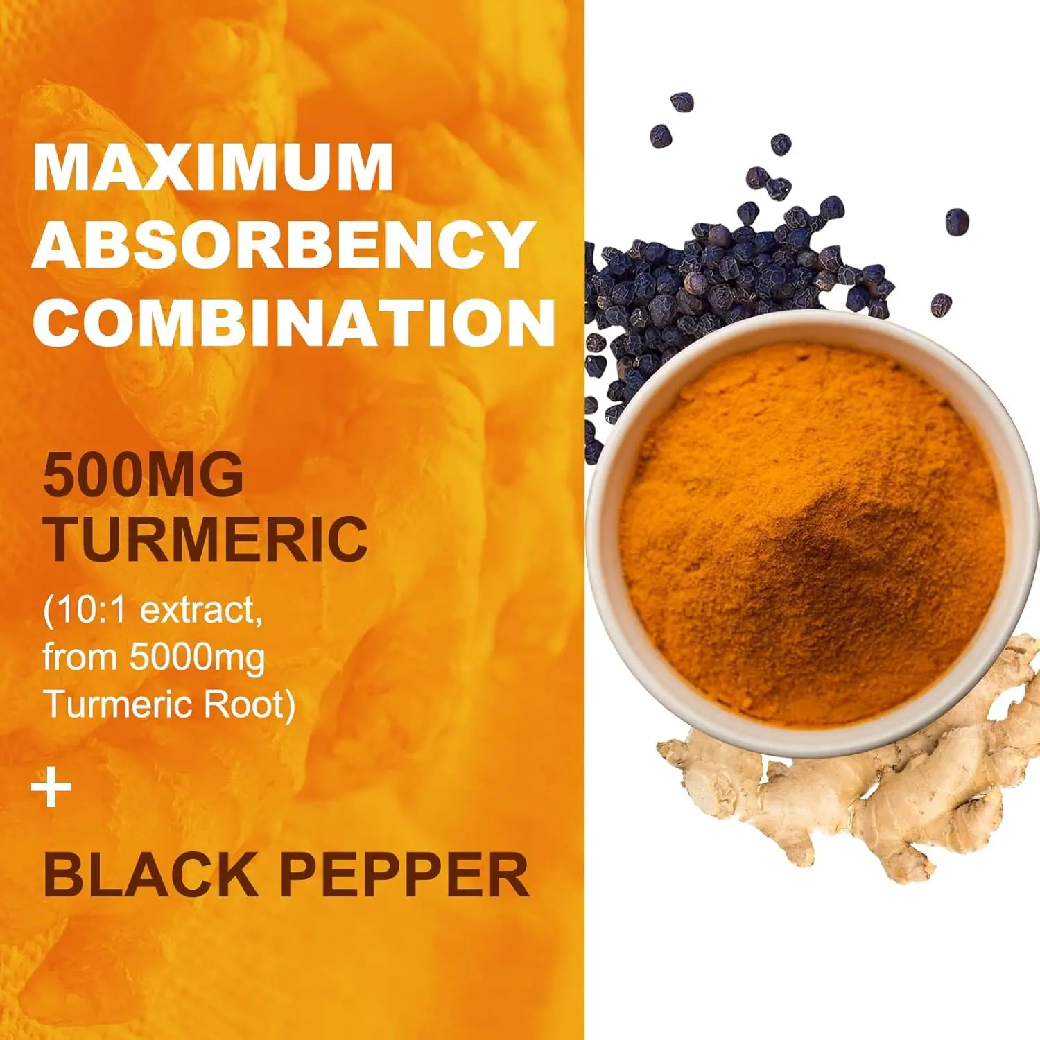 Gommes curcuma gingembre 500 mg poivre noir vitamine C faible sucre 60 pcs