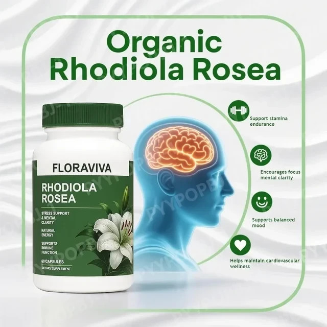 Floraviva Rhodiola Rosea Capsules for Stress Relief & Energy Premium,Non-GMO