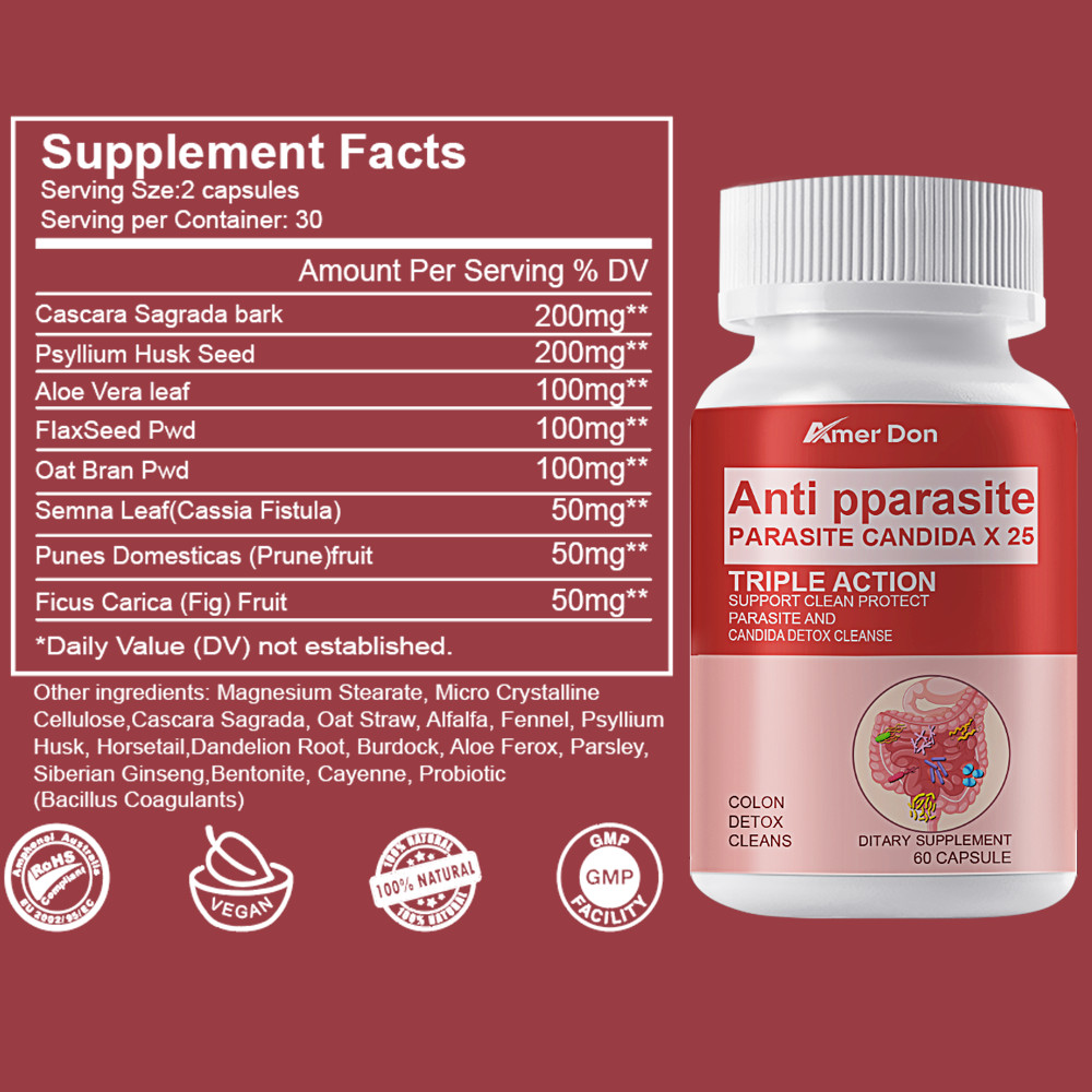 Remove Parasite ANTI PARASITE & CANDIDA DETOX Body Cleanse ULTRA FLASH COLON 60