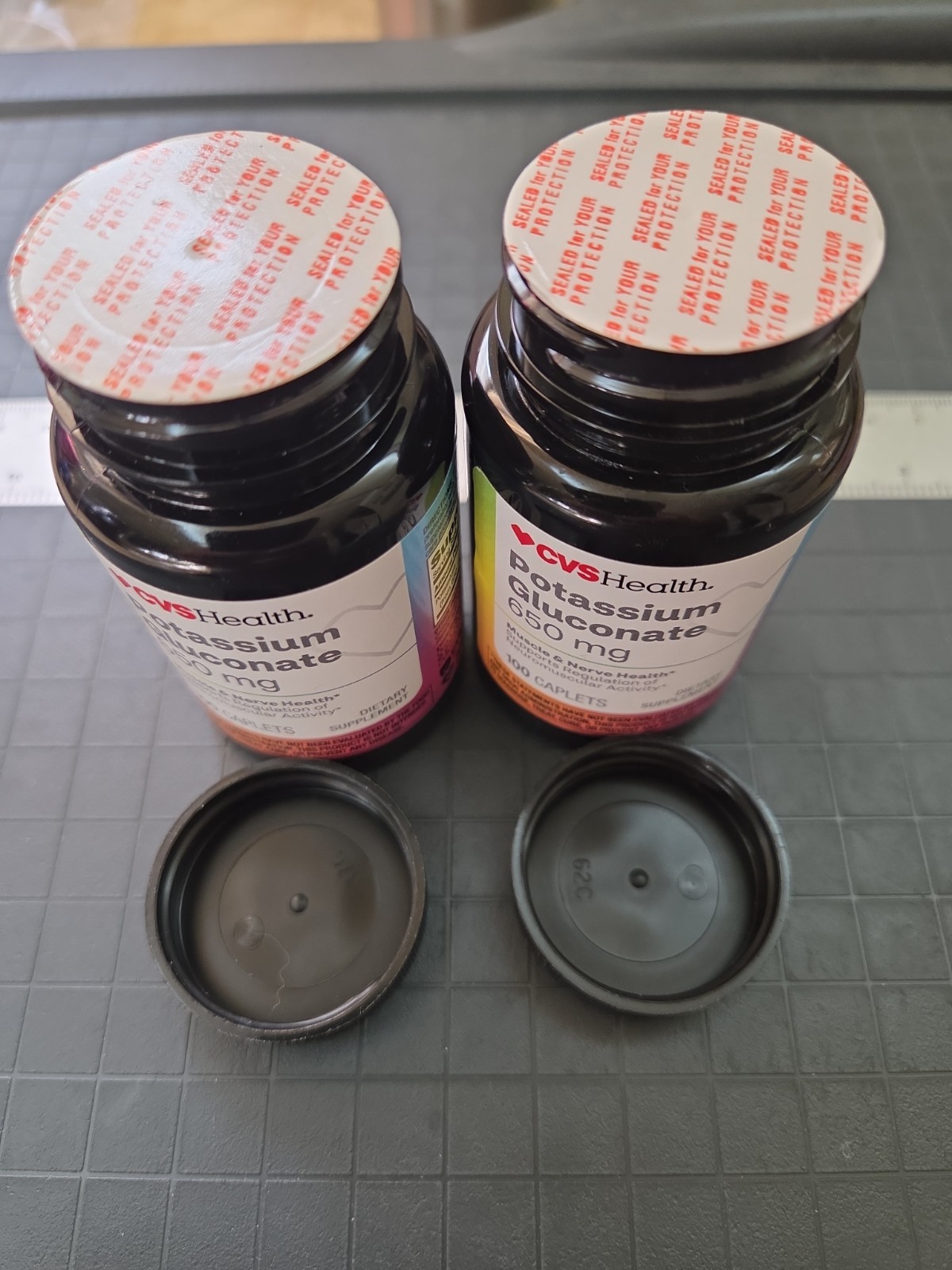 (2) CVS Potassium Gluconate 650mg 100 Caplets exp 1-27 Dietary Supplement
