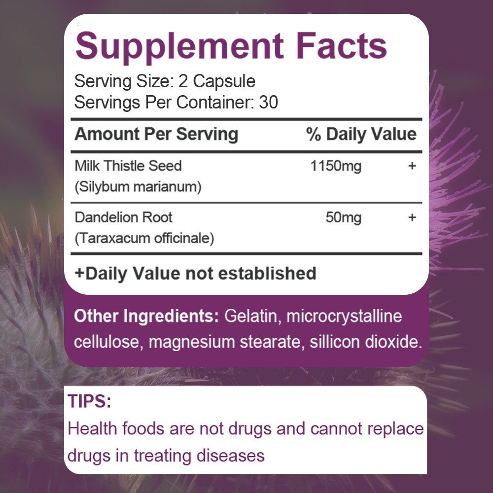 60 Milk Thistle Capsules High Silymarin Liver Cleanse Detox Support Supplement