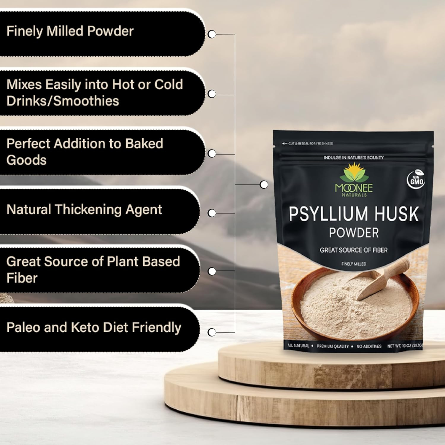 Psyllium Husk Powder (10 OZ), Gluten Free, Non GMO, Finely Ground, Keto Friendly