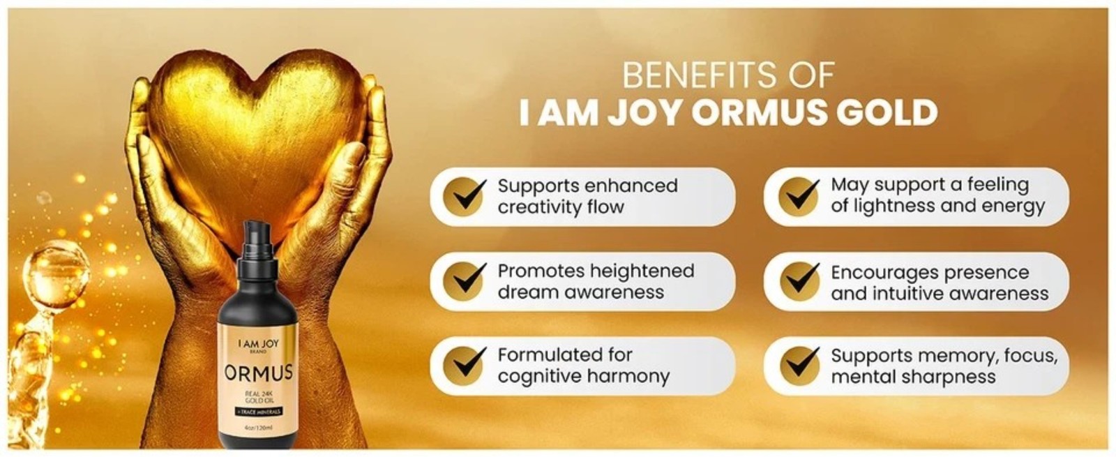 I am Joy Ormus Gold Oil Monoatomic Decalcify Pineal Gland Repair DNA 120ml 4oz