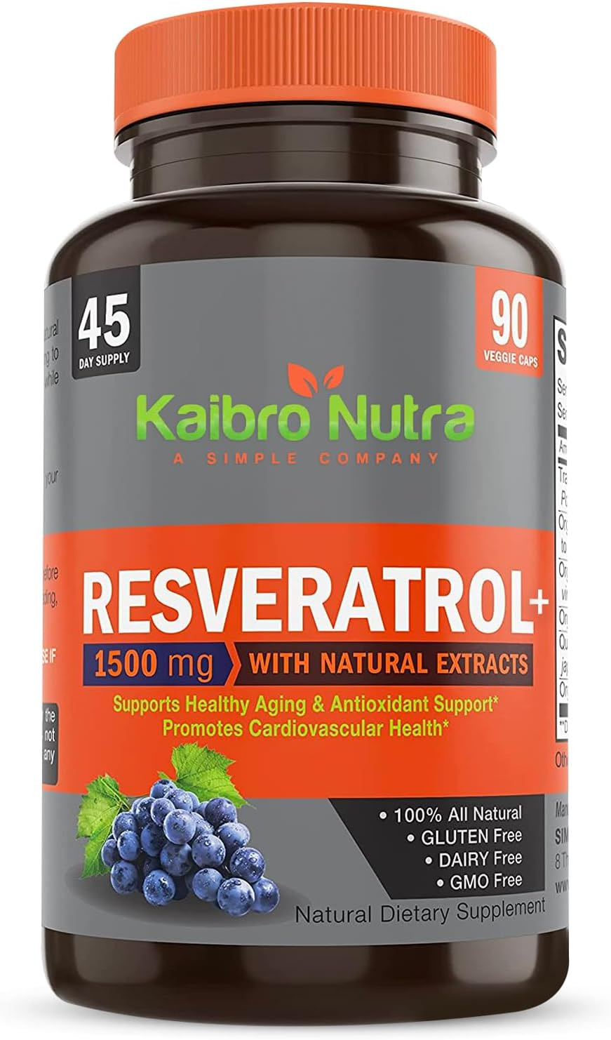 Resveratrol 1500Mg per Serving of Organic Trans-Resveratrol & Potent Antioxidant