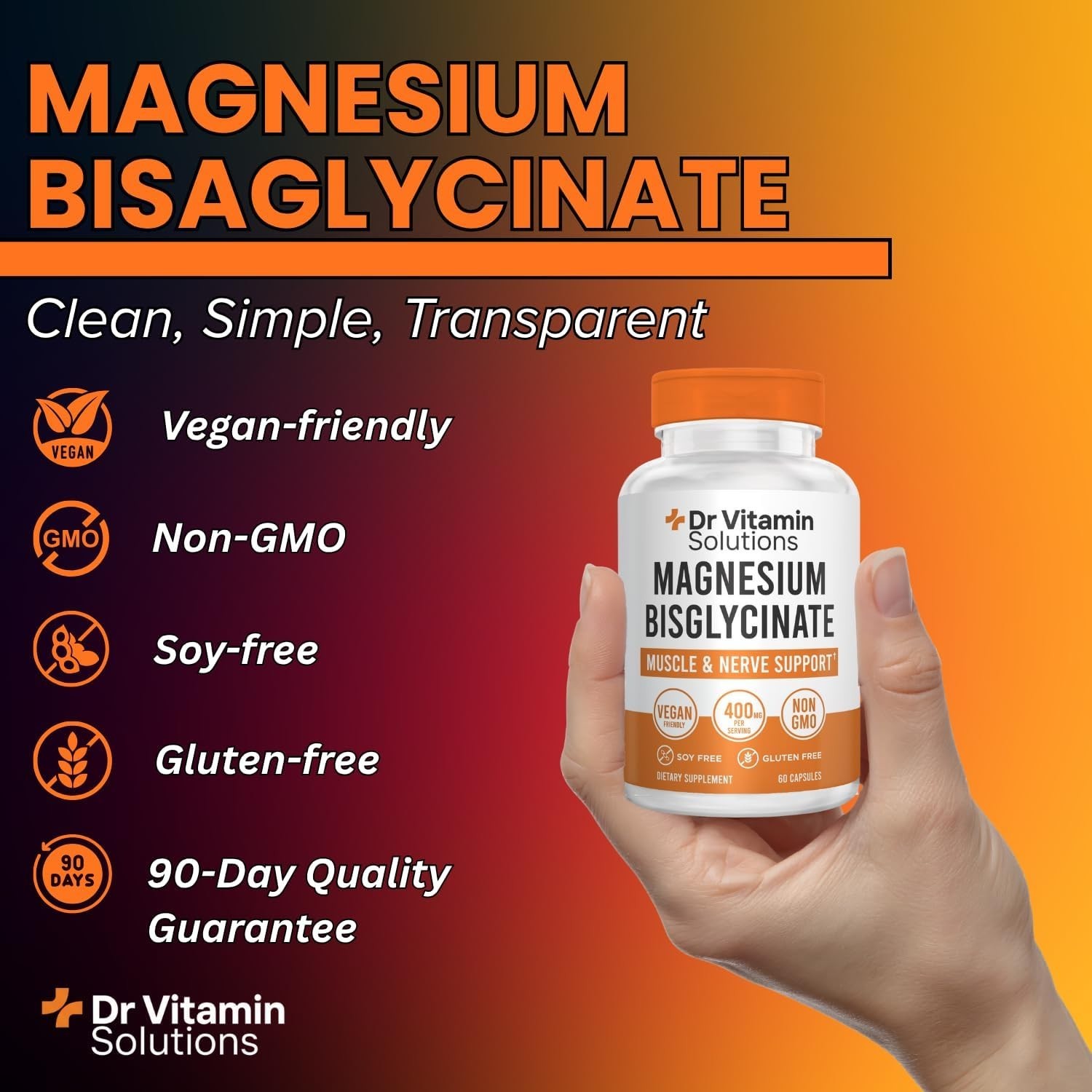 DR VITAMIN SOLUTIONS Magnesium Bisglycinate 400mg – Albion® Chelated. 08/2027 *