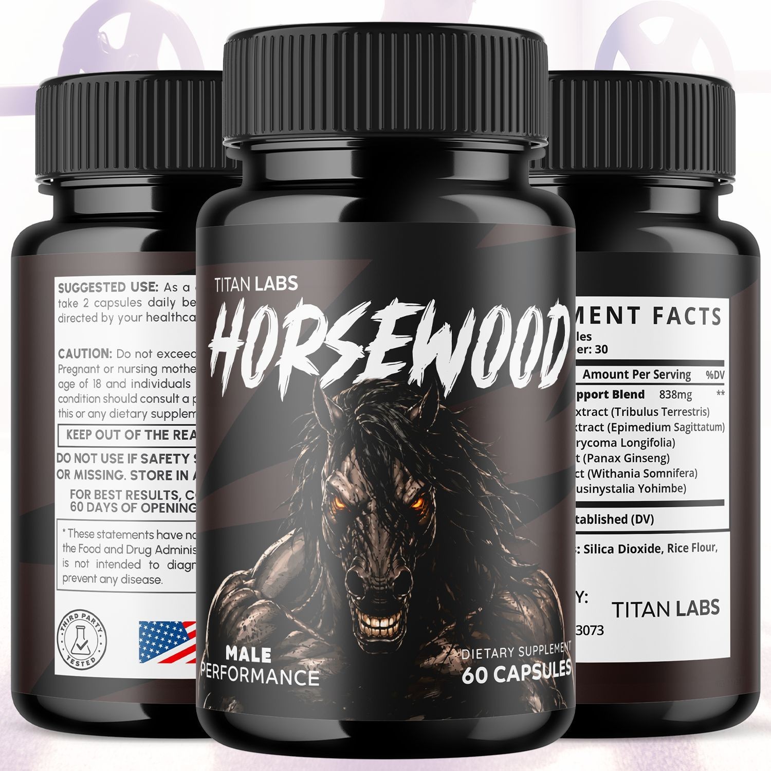 (1 Pack) Horsewood Advanced Male Health Support Formula Horse Wood 60 Capsules