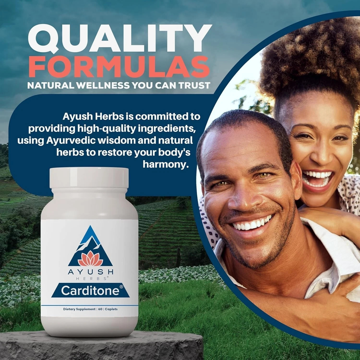 Ayush Herbs Carditone Cardiovascular &BP Supplement, 60 Caplets, Newest Exp!