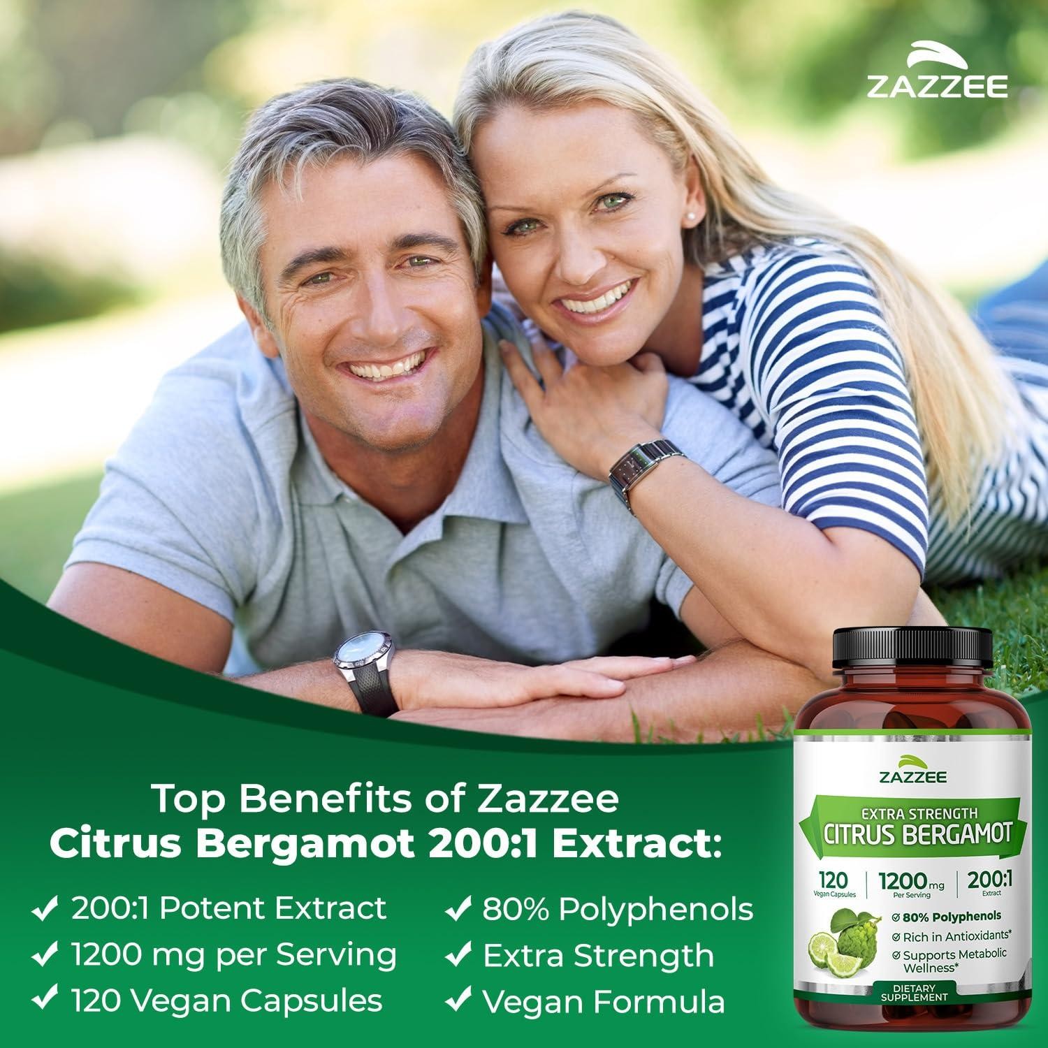 Zazzee Extra Strength Citrus Bergamot 200:1 Extract 1200 mg, 80% Polyphenols