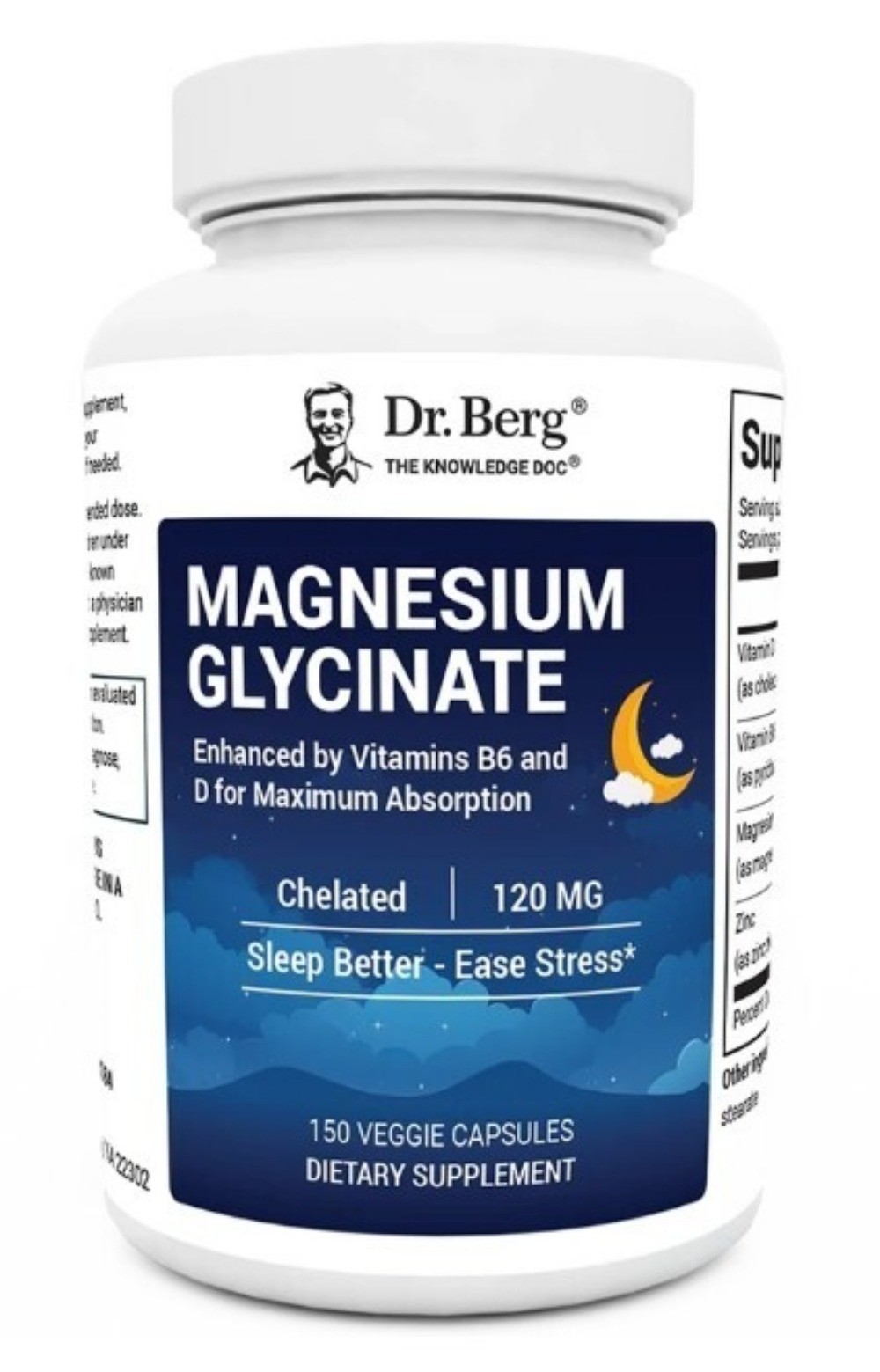 Dr. Berg’s Magnesium Glycine – Fully Chelated Vitamin D&B6150 Vegetarian Cap-
