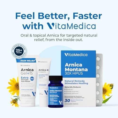 Arnica Montana Tablets & Gel Bundle – Relief for Bruising, Swelling & Soreness,