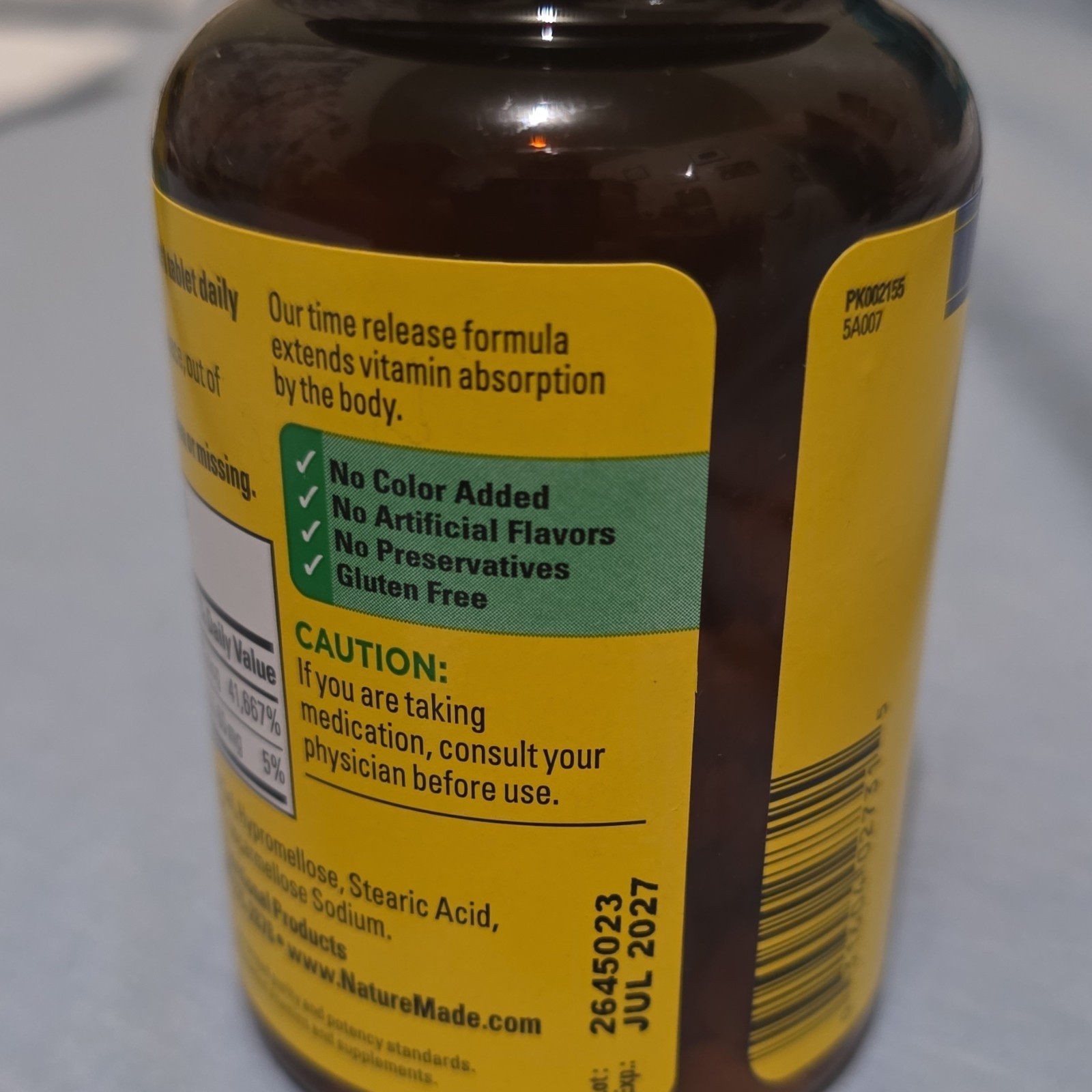 Nature Made Time Release B12 1000 mcg 160 Tablets – Vitamin B12 & Calcium