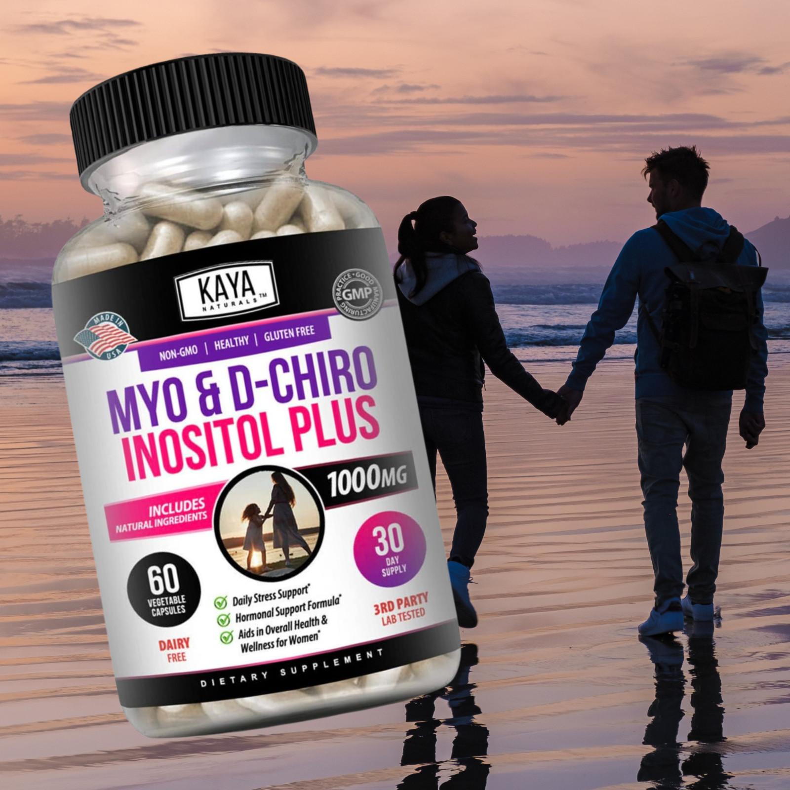 Myo & D-Chiro Inositol Plus 60ct, Women Hormone Support, Manage Stress