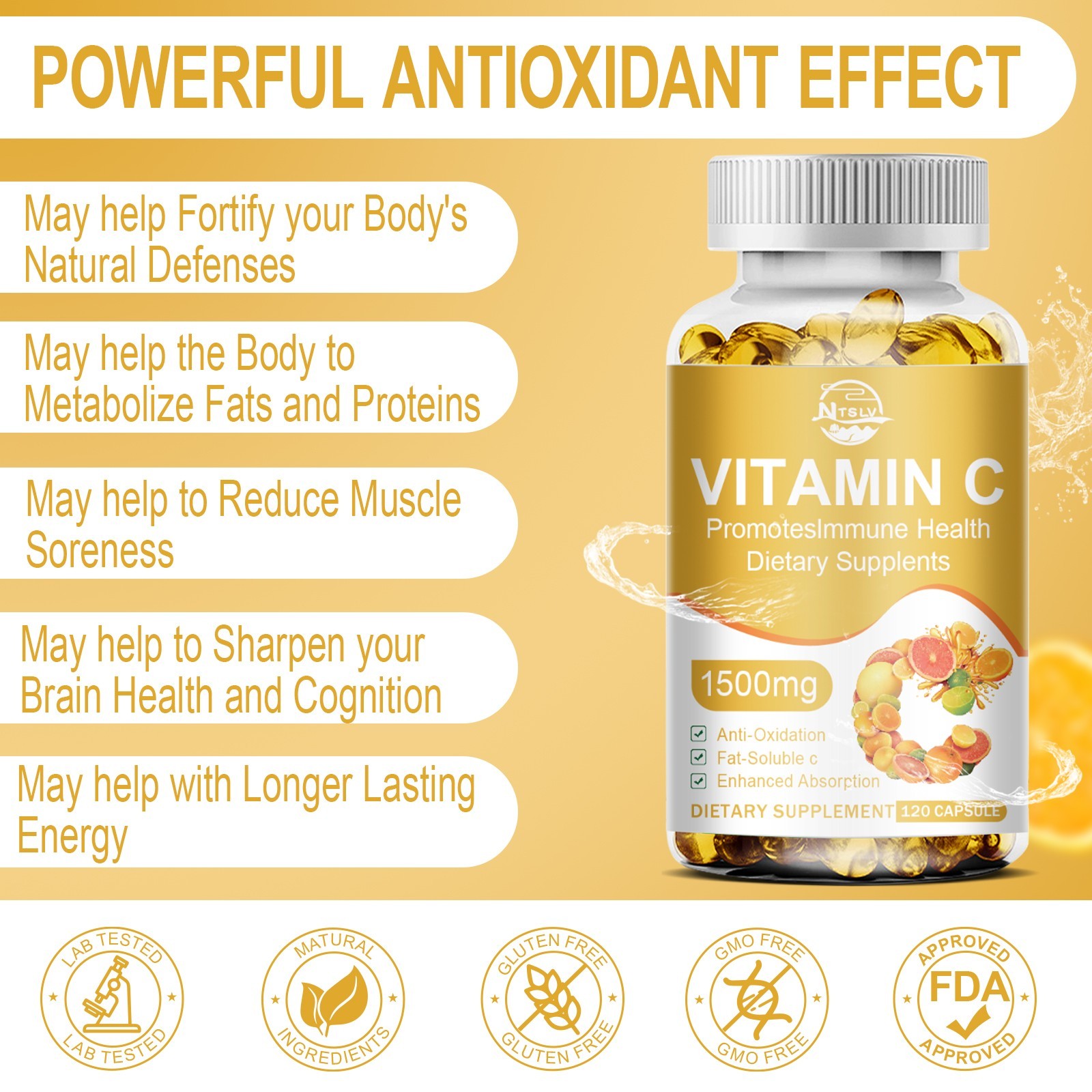 120 Vitamin C, Anti-Aging Whitening Antioxidant, Sunscreen Support Wound Healing