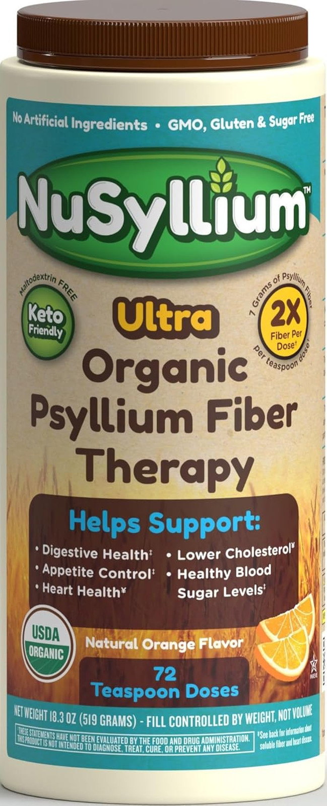 Ultra Psyllium Husk Powder, USDA Organic, Sugar Free Keto-Friendly Fiber Supplem
