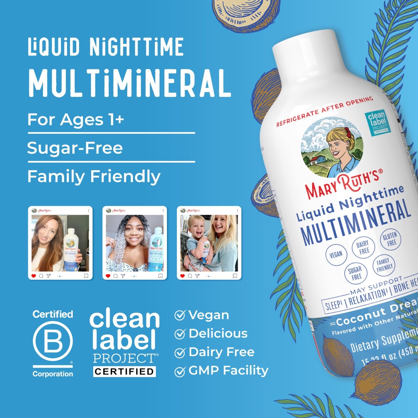 Mary Ruth Organics Nighttime Coconut Sugar-Free 15.22 oz Magnesium Citrate 10/27