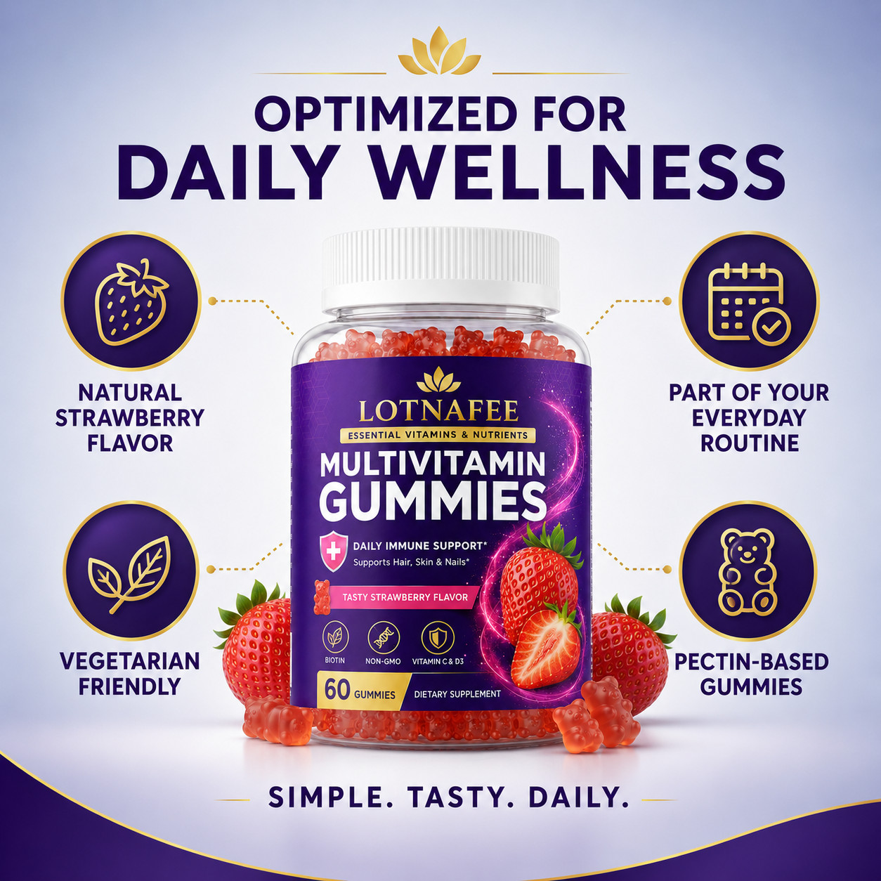 Lotnafee High-Potency Adult Multivitamin – Natural Whole-Food Source, Daily Gumm